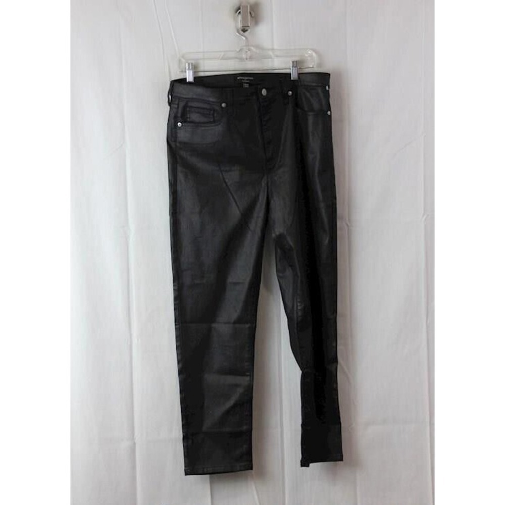 Banana Republic Womens High Rise Slim Pants Size 32/14 Black Faux Leather NWT‎